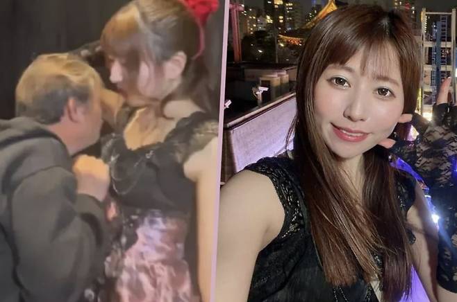 일본 지하 아이돌 마쓰모토 하리의 남성 팬이 냄새를 맡는 모습. 사진=사우스차이나모닝포스트 홈페이지 캡처