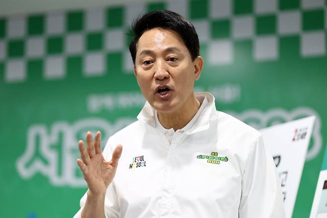 국민의힘 오세훈 서울시장 후보가 29일 서울체력 9988 도봉센터에서 1호 공약을 발표하고 있다. 2026.4.29 사진=연합뉴스