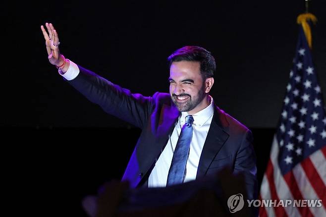 뉴욕시장 당선 후 기뻐하는 조란 맘다니. [AFP연합뉴스]