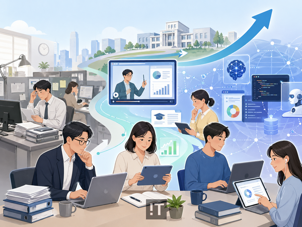 생성형 인공지능(AI) 확산으로 일자리 대체와 직무 재편 우려가 커지면서 성인 재교육 시장이 빠르게 성장하고 있다. / 챗GPT 생성