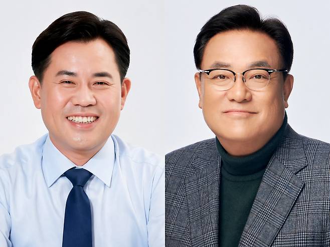 더불어민주당 박정현 전 부여군수(왼쪽)와 국민의힘 정진석 전 대통령비서실장. 대전일보DB