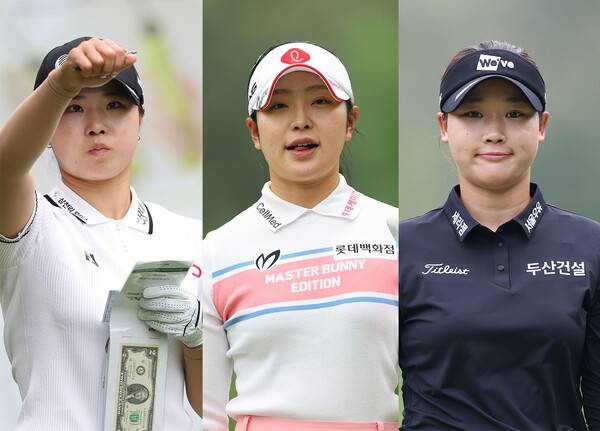 2026년 한국여자프로골프(KLPGA) 투어 신설 대회인 제1회 DB 위민스 챔피언십 우승 경쟁에 뛰어든 고지원, 유현조, 김민솔 프로가 3라운드에서 경기하는 모습이다. 사진제공=KLPGA (사진을 무단으로 사용하지 마십시오.)