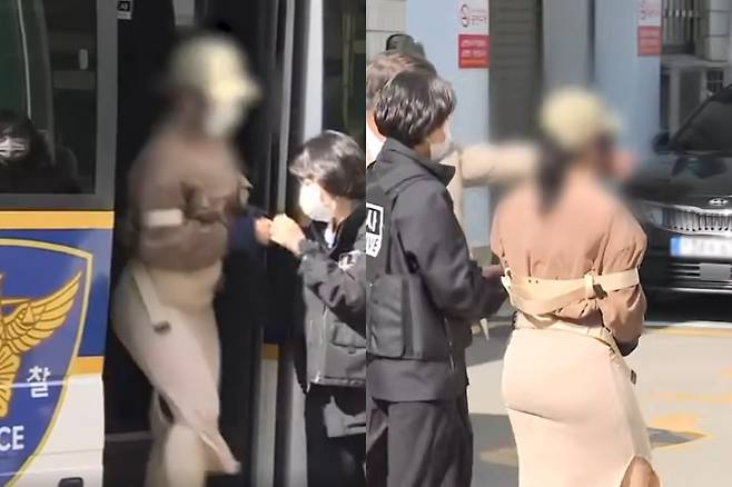동거하던 남성들에 수면제 먹여 금품 갈취한 20대 여성이 지난달 30일 경찰 호송차에서 하차하고 있다. YTN 보도화면 캡처