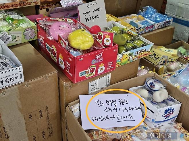지난달 25일 오후 4시경 서울 종로구 동대문 문구·완구 거리 내 한 완구 상점에서 사회관계망서비스(SNS)에서 화제된 제품을 강조하는 상품 설명서가 놓여져있다. /사진=박수빈 기자