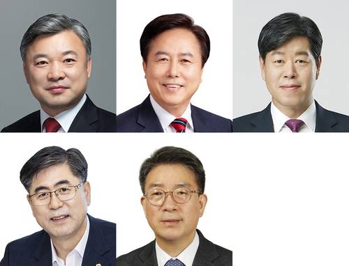 ▲ 국민의힘 안동시장·예천군수 예비후보들. 사진 위 왼쪽부터 권광택·권기창·김의승 안동시장 예비후보, 아래 왼쪽부터 도기욱·안병윤 예천군수 예비후보.