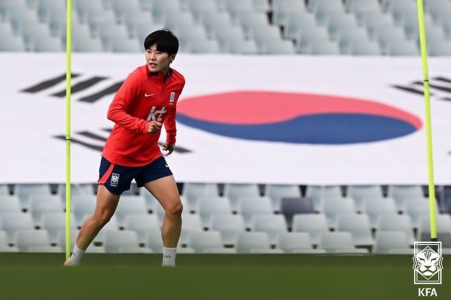 수원FC위민 소속으로 내고향 축구단을 상대할 지소연. (대한축구협회 제공)
