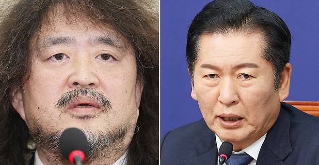 유튜브 뉴스공장 진행자 김어준과 정청래 민주당 대표. 지난 3월 '공소취소 거래 의혹'이 제기되자 '명청 갈등'이 격렬해졌다. [뉴스1]