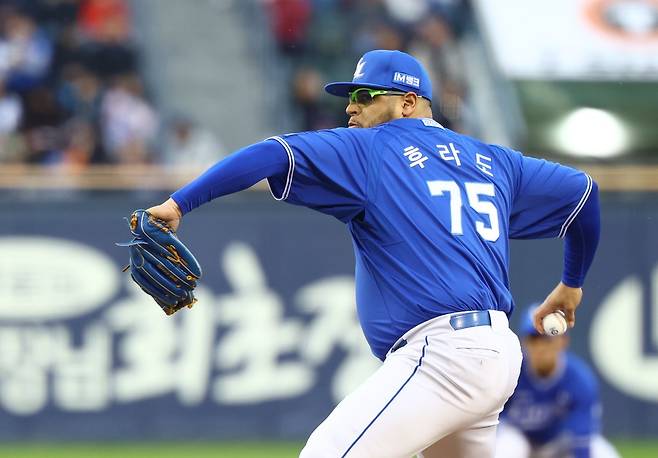 삼성 아리엘 후라도가 3,4월 KBO리그 월간 MVP 후보로 선정됐다. 뉴시스