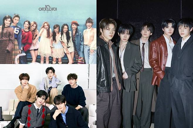 ▲ 아이오아이, 제로베이스원, 앤더블(왼쪽 위부터 시계방향). 제공| 스윙엔터테인먼트, 웨이크원, YH엔터테인먼트