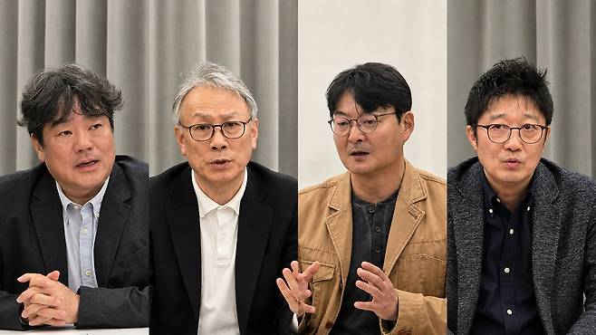 왼쪽부터 백헌석 이엘TV 대표, 김희열 한국드라마제작사협회 부회장, 이동하 한국영화프로듀서조합 대표, 정종민 CJ CGV 대표