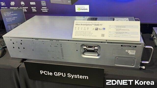 4U 규격 AI GPU 서버, 알토스 브레인스피어 R680 F7. (사진=지디넷코리아)