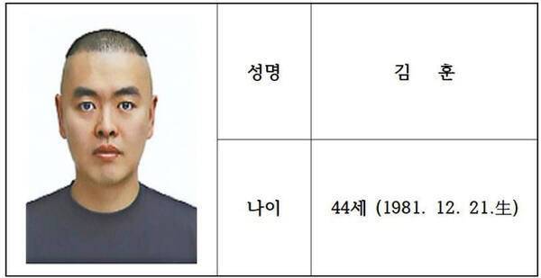 '남양주 스토킹 살해사건' 피의자 김훈. 경기북부경찰청 제공