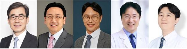 (왼쪽부터) 서울대병원 의생명연구원 김효수 교수, 순환기내과 박경우·강지훈·양한모 교수, 보라매병원 순환기내과 박성준 교수 [서울대병원 제공]