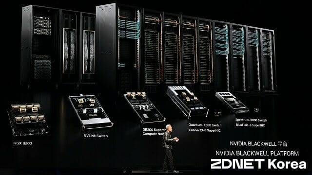 엔비디아 서버용 AI GPU 블랙웰 플랫폼. (사진=지디넷코리아)
