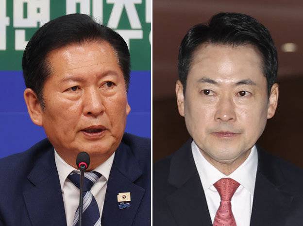 더불어민주당 정청래 대표(왼쪽), 국민의힘 장동혁 대표. 뉴시스