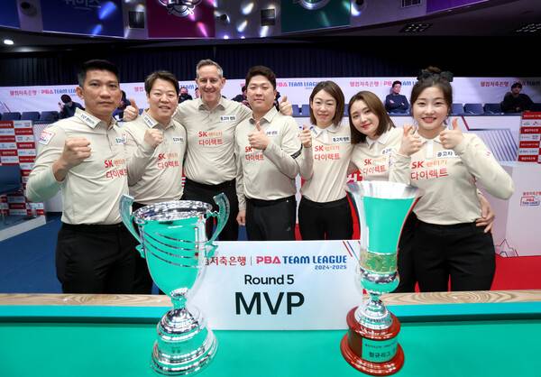 강동궁 등 에스케이 렌터카 선수들. PBA 제공