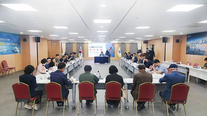 사천에어쇼 추진위원회 상반기 정기총회가 열리고 있다.