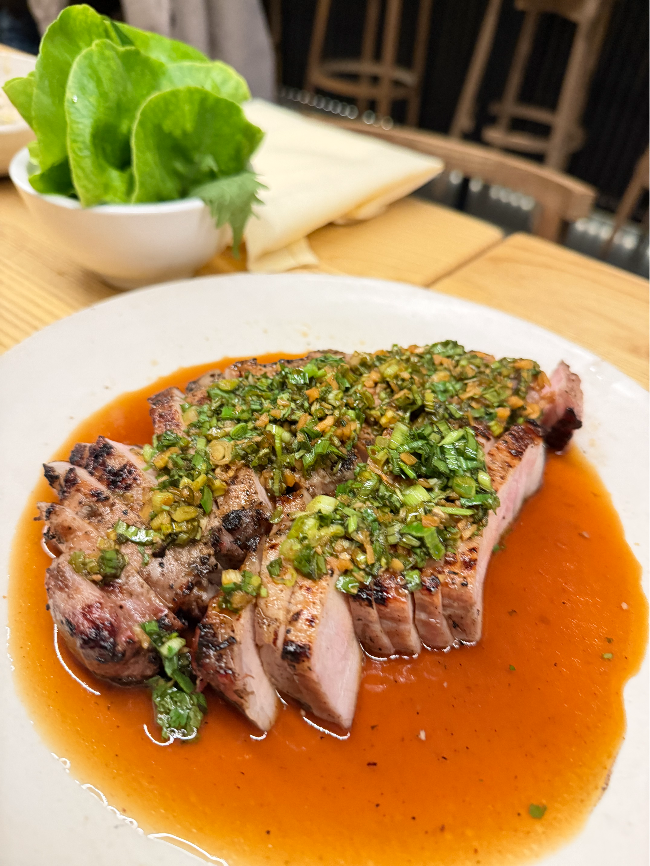 Tomo Seattle's Klingemann Farms pork rib chop (Hong Yoo/The Korea Herald)