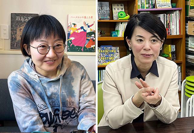 ▲입헌민주당의 데라다 하루카(왼쪽) 스기나미구 구의원과 녹색당 블랑샤르 아스카 의원. ⓒ프레시안