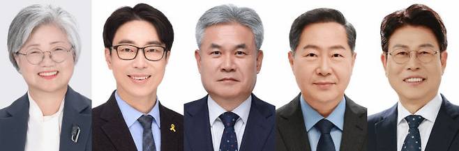 세종교육감 선거에 나선 강미애(왼쪽부터·가나다순) 김인엽, 안광식, 원성수, 임전수 후보. (사진=선관위 제공)