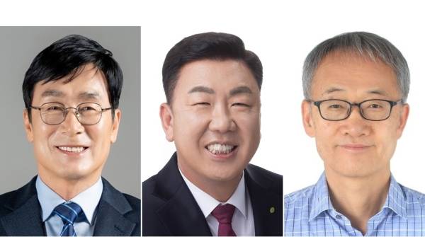 (왼쪽부터) 민주당 이장섭, 국민의힘 이범석, 무소속 한현구 청주시장 후보.