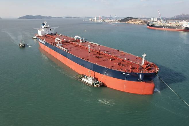 HD현대삼호가 건조한 30만톤급 초대형 원유운반선(VLCC)./HD현대