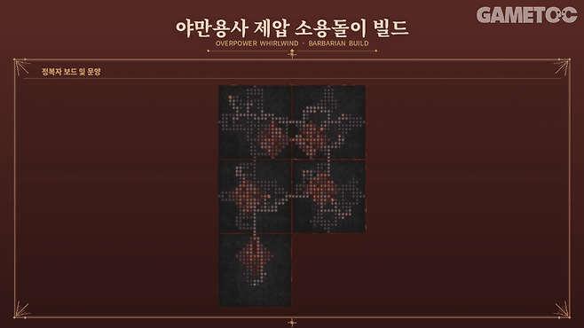 야만용사 제압 소용돌이 빌드 정복자 보드 및 문양 [사진=김영찬 기자]