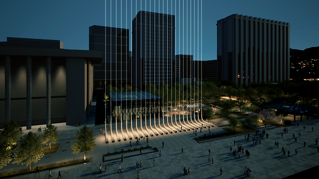 Rendered image of Garden of Gratitude in Gwanghwamun Square (Seoul Metropolitan Government)