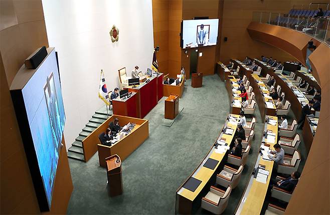 지난달 22일 성남시의회에서 제310회 임시회 제2차 본회의 및 폐회식이 열리고 있다. 사진=성남시의회