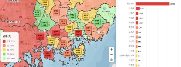경남 빈집은 전국에서 세 번째로 가장 많다. 도내에서는 진주시에 빈집이 많다. /빈집애 누리집 갈무리