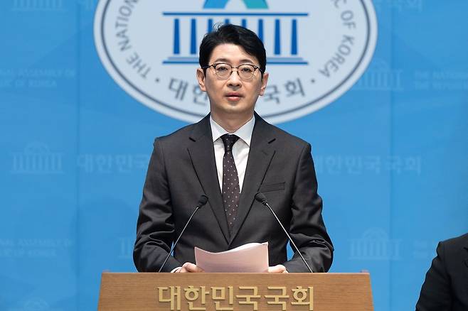 주진우 국민의힘 의원이 지난 3월 17일 서울 여의도 국회 소통관에서 기자회견을 하고 있다. 뉴스1