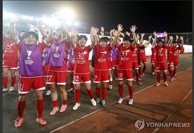 ▲ AWCL 조별리그 경기 나선 북한 내고향 여자축구단.[EPA=연합뉴스]
