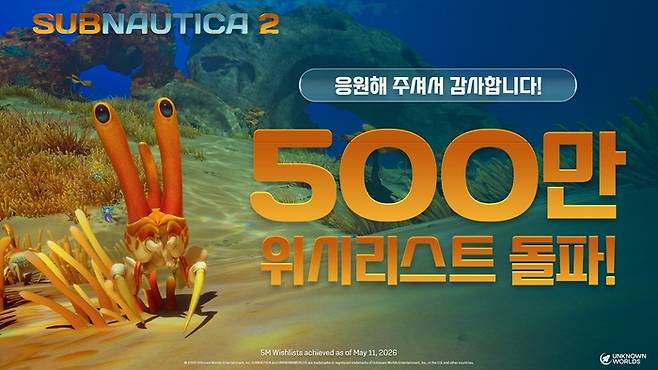 크래프톤의 기대작 ‘서브노티카2’가  스팀 위시리스트 500만을 돌파했다. 사진 | 크래프톤