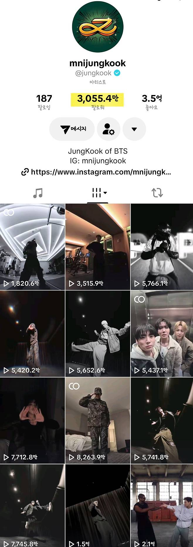 방탄소년단 정국, '틱톡' 팔로워 3000만 돌파