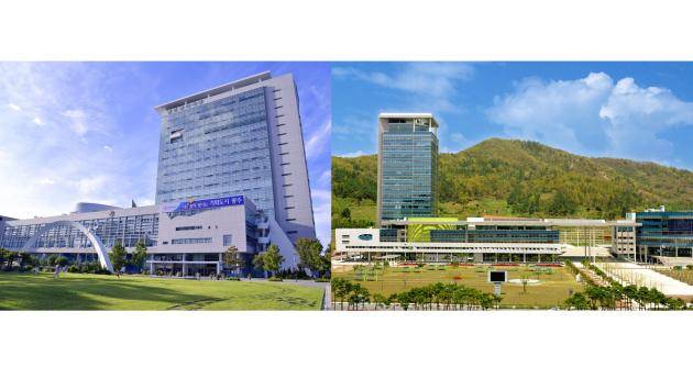 왼쪽부터 광주시청, 전남도청 전경. <광주시, 전남도 제공>