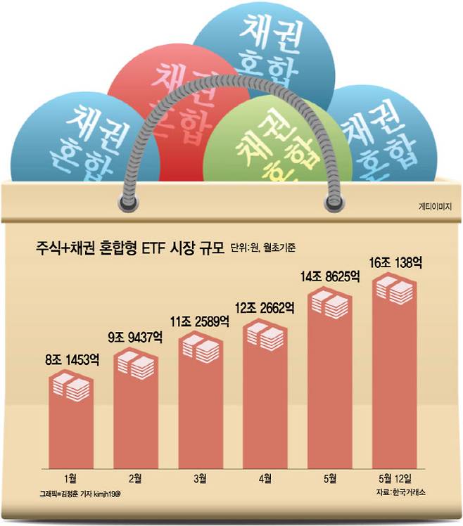 주식+채권 혼합형 상장지수펀드(ETF) 시장 규모. (그래픽=김정훈 기자)
