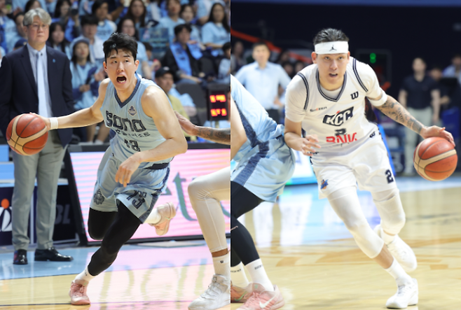 임동섭(왼쪽·소노)·최준용(오른쪽·KCC). 연합뉴스