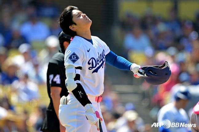 타자로 극심한 부진에 빠져 있는 오타니. /AFPBBNews=뉴스1