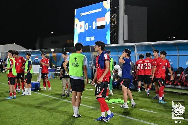 17세 이하 축구대표팀이 14일(한국시간) 사우디아라비아 제다의 킹 압둘라 스포츠 시티에서 열린 예멘과 2026 AFC U17 아시안컵 C조 조별리그 최종 3차전에서 0-0으로 비겼다. (대한축구협회 제공)