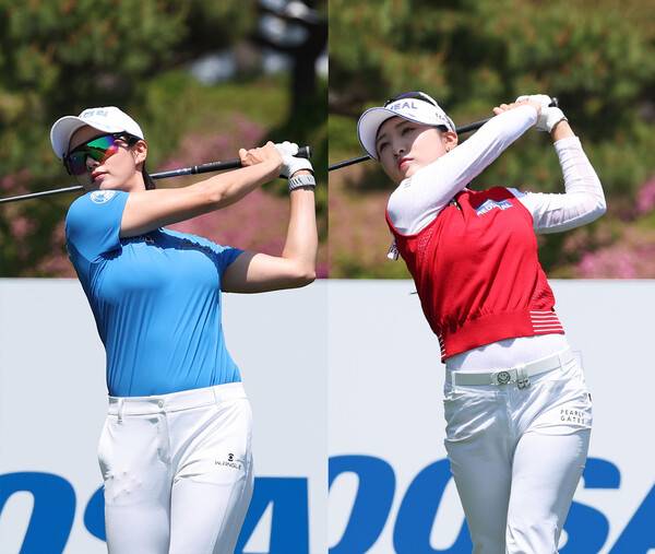2026년 한국여자프로골프(KLPGA) 투어 제18회 두산 매치플레이에 출전한 이세희, 이예원 프로가 조별리그 1라운드에서 경기하는 모습이다. 사진제공=KLPGA (사진을 무단으로 사용하지 마십시오.)