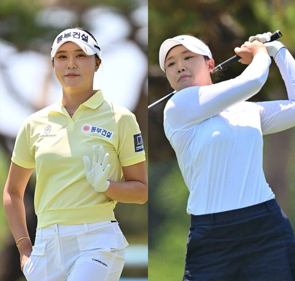 2026년 한국여자프로골프(KLPGA) 투어 제18회 두산 매치플레이에 출전한 문정민, 김민솔 프로가 조별리그 1라운드에서 경기하는 모습이다. 사진제공=KLPGA (사진을 무단으로 사용하지 마십시오.)