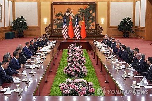 ▲ 베이징 인민대회당에서 열린 미중정상회담 [베이징 AP=연합뉴스]