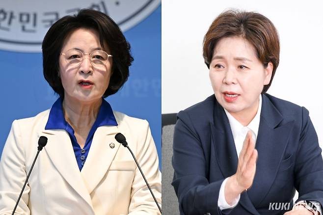 6·3 지방선거 경기지사 선거에 출마하는 추미애 더불어민주당 후보(왼쪽), 양향자 국민의힘 후보. 임은재 기자