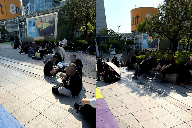 14일 오전 아이파크몰 용산점 포켓몬카드숍 오픈런을 위해 형성된 대기줄 [아이파크몰]