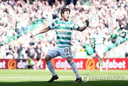 골세리머니를 펼치는 양현준 [AP=연합뉴스]