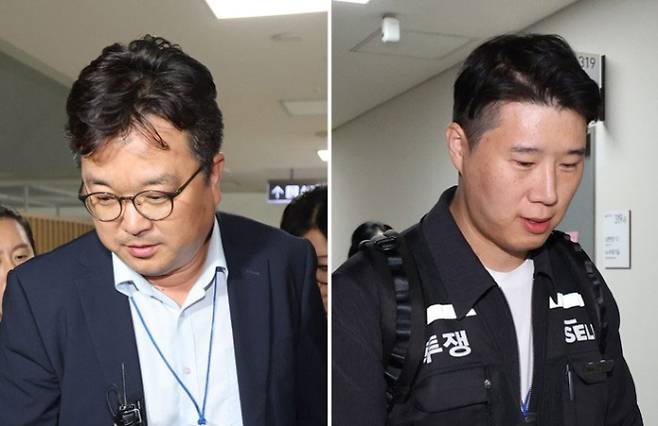 결렬 - 삼성전자 측 대표 교섭위원인 김형로(왼쪽 사진) 부사장과 최승호 초기업노조 삼성전자지부 위원장이 13일 새벽 정부세종청사 중앙노동위원회에서 가진 2026년 임금협약 체결을 위한 2차 사후조정 회의가 결렬된 이후 협상장을 떠나고 있다. 세종 연합뉴스