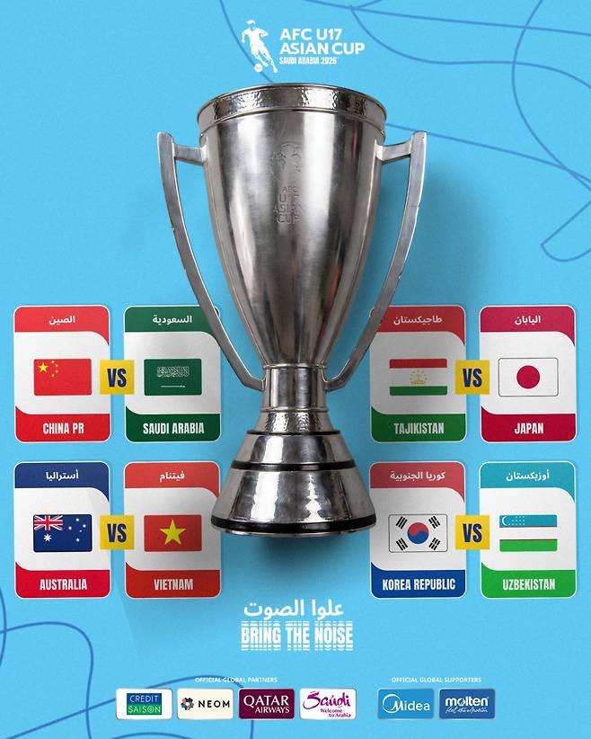 2026 AFC U17 아시안컵 8강 토너먼트 대진표. /사진=AFC 아시안컵 SNS 캡처
