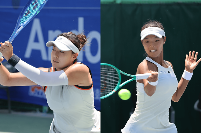 ITF 안동 국제대회에서 동반 4강에 오른 정보영과 백다연(오른쪽)