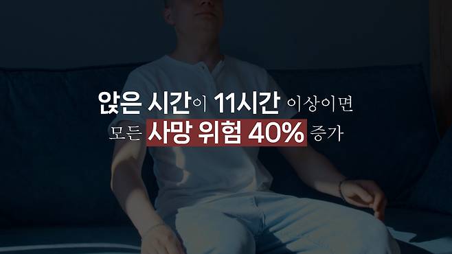 앉아 지내는 시간이 11시간 이상이면 사망 위험이 40% 증가한다. 이하 그래픽 이가진·박지은