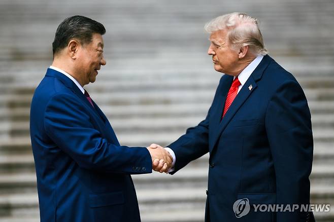 악수하는 미중 정상 [UPI 연합뉴스 자료사진. 재판매 및 DB 금지]
